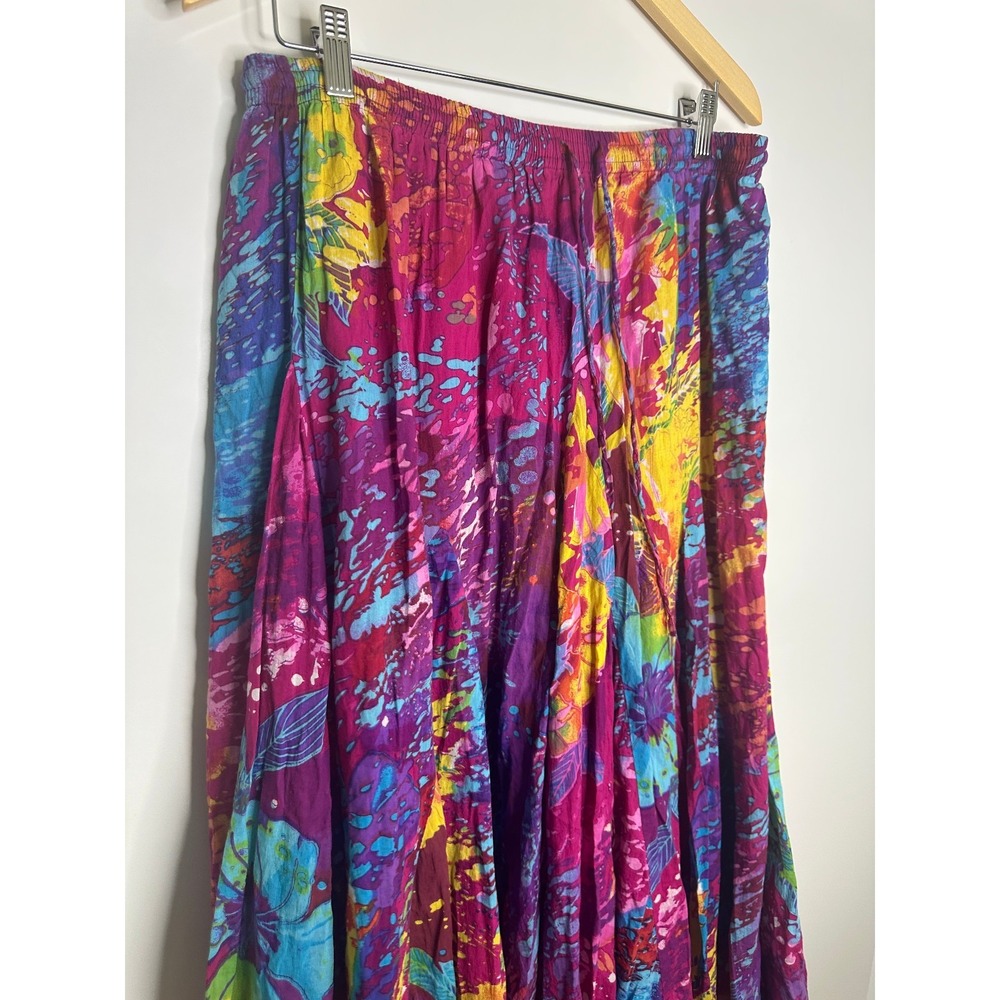 CAITE Maxi Cotton Lined Boho Abstract Maxi Skirt Large Festival Gypsy Beachy - Picture 3 of 12